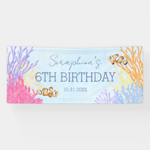 Under The Sea Coral Reef Clown Fish Birthday Banner