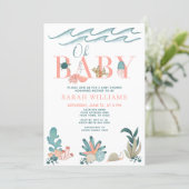 Under the Sea Coral Watercolor Oh Baby Girl Shower Invitation (Standing Front)
