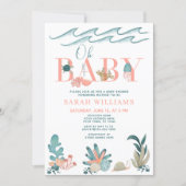 Under the Sea Coral Watercolor Oh Baby Girl Shower Invitation (Front)