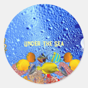 Under The Sea Corals Fish Aqua Blue Marine Life Classic Round Sticker