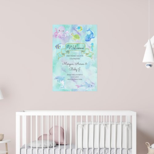 Under the Sea Creatures Cute Baby Shower Poster