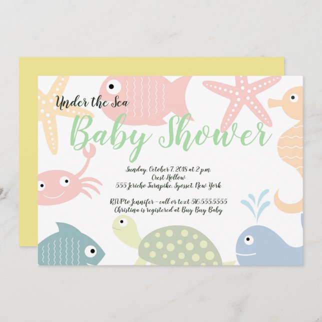 Under the Sea Creatures Ocean Baby Shower Invitation (Front/Back)