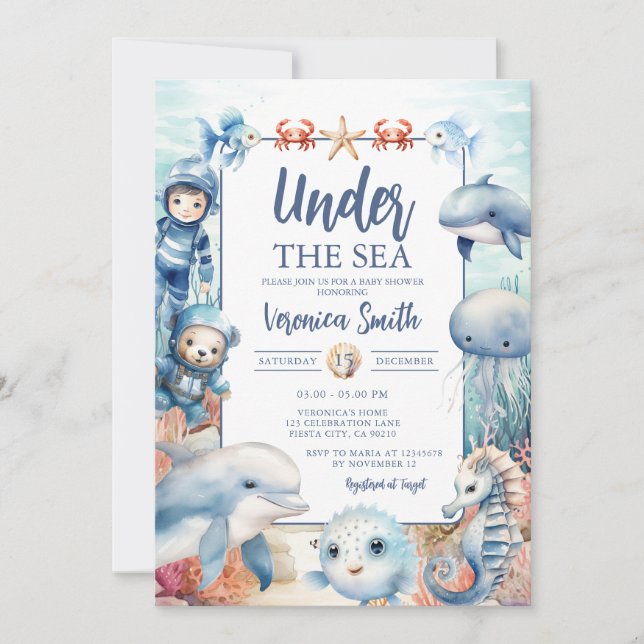 Under The Sea Creatures Ocean life Baby Shower  Invitation (Front)