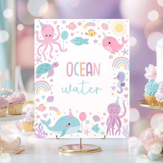 Under The Sea Creatures Ocean Water Birthday Party Poster (Creator Uploaded)