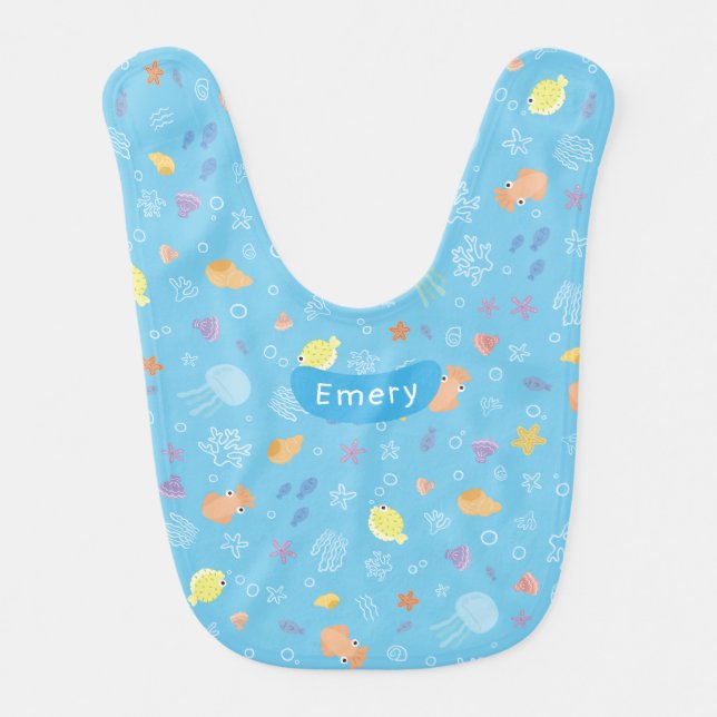 Under the Sea Custom Name Baby Bib (Front)