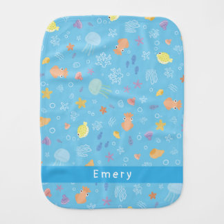Under the Sea Custom Name Baby Burp Cloth