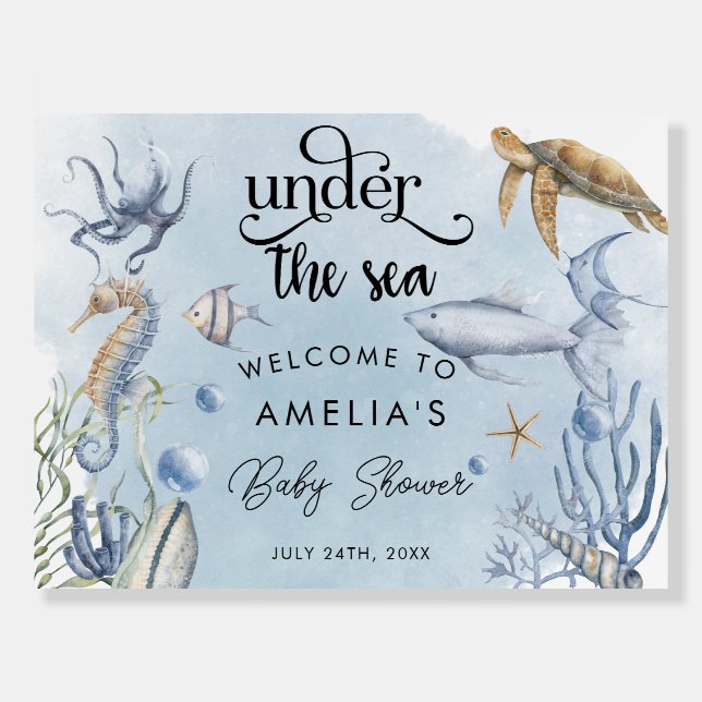 Under the Sea Cute Baby Shower Welcome Poster (Front)