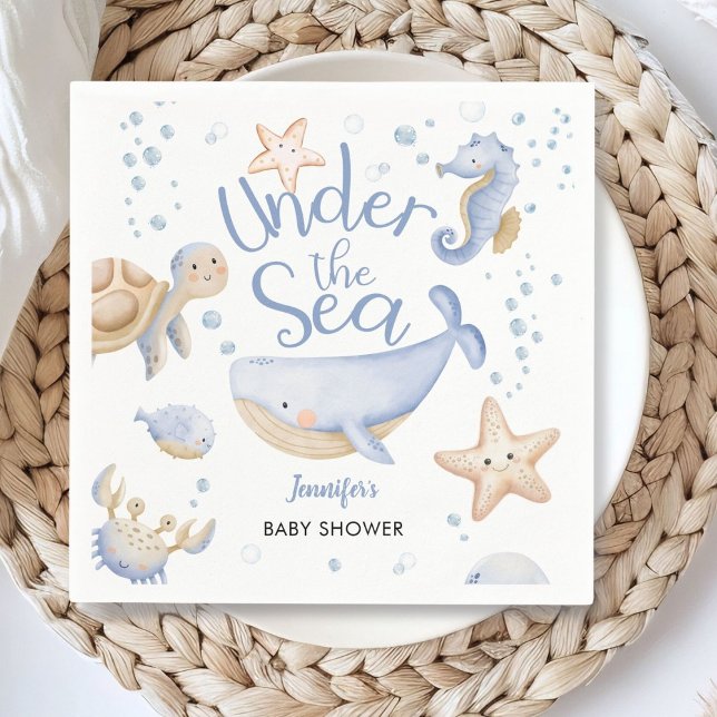 Under The Sea! Cute Blue Boy Baby Shower  Napkins (Creator Uploaded)