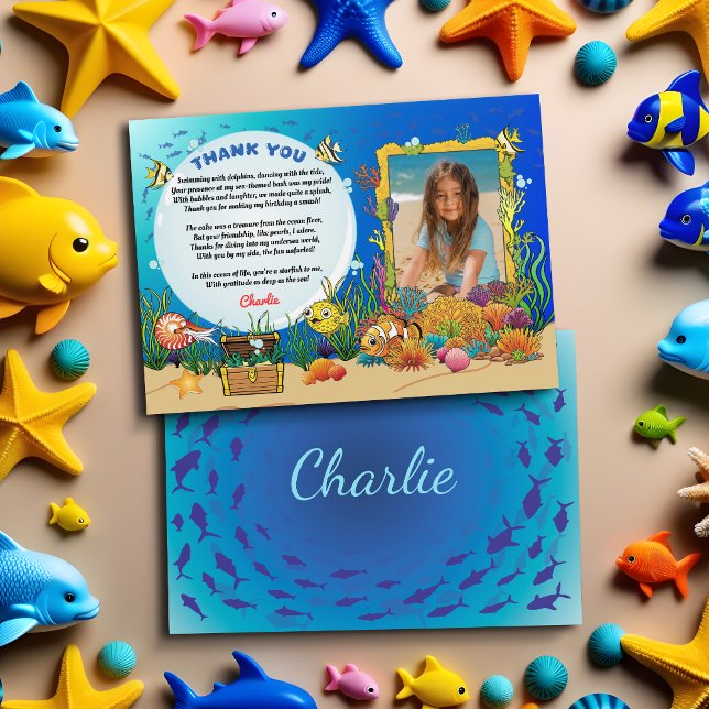 Under the Sea Cute Cartoon Ocean Animals Modern Thank You Card (Creator Uploaded)