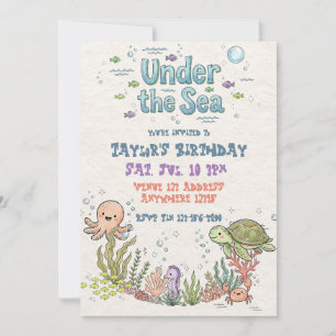 Under the Sea Cute Illustrated Birthday Invitation