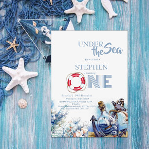 Under the Sea Cute Kids 1st Birthday Party Invitation