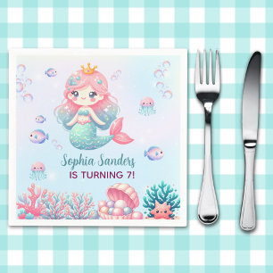 Under the sea - Cute Mermaid Birthday Girl Napkins