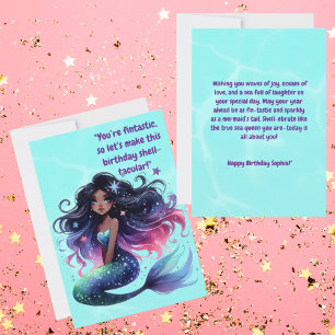 Under The Sea Cute Mermaid Birthday Greeting Card