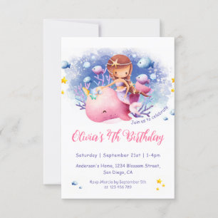 Under the Sea, Cute Mermaid Birthday Invitation