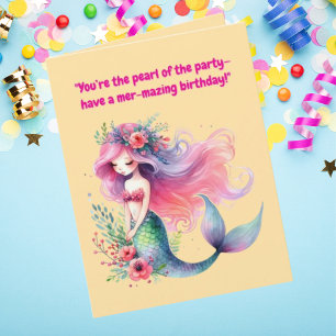 Under The Sea Cute Mermaid Birthday Photo Greeting Card
