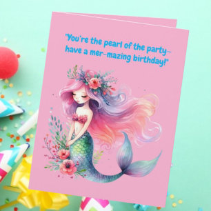 Under The Sea Cute Mermaid Birthday Photo Greeting Card