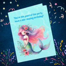Under The Sea Cute Mermaid Birthday Photo Greeting