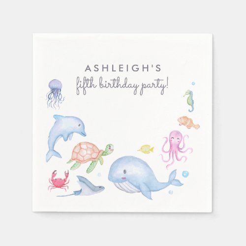 Under The Sea  Cute Nautical Birthday Party Napkins