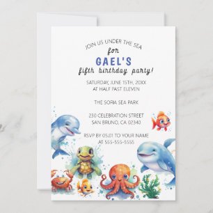 Under The Sea Cute Nautical Boys Birthday Party Invitation