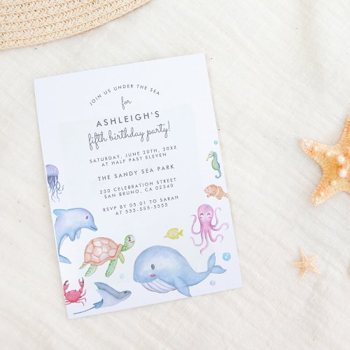 Under The Sea  Cute Nautical Boys Birthday Party Invitation