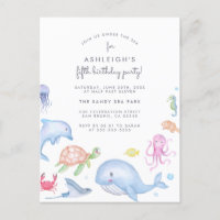 Under The Sea | Cute Nautical Boys Birthday Party Invitation Postcard