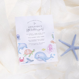 Under The Sea Cute Nautical Boys Birthday Party Invitation Postcard