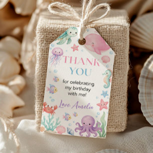 Under the Sea Cute Ocean Animal Birthday Thank You Gift Tags