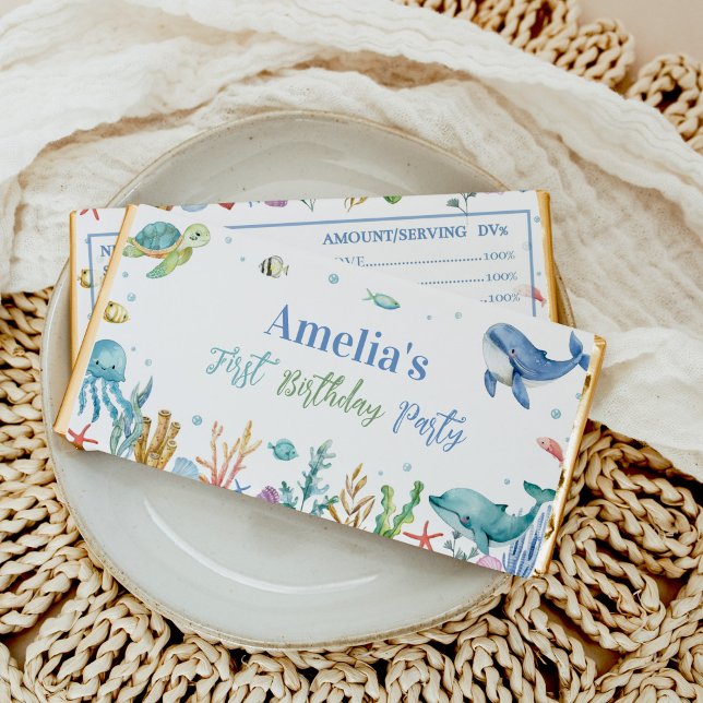 Under The Sea Cute Ocean Animals Birthday Hershey Bar Favors (Creator Uploaded)