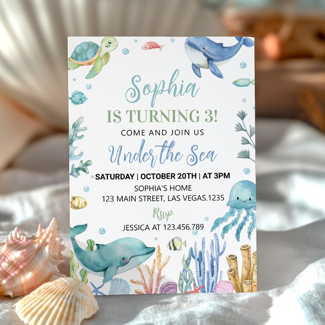 Under the Sea Cute Ocean Animals Birthday Invitation (Creator Uploaded)
