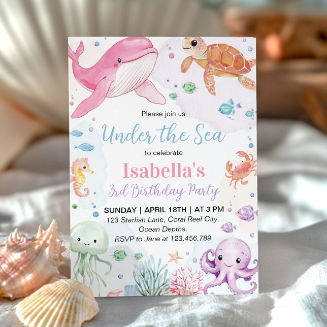 Under the Sea Cute Ocean Animals Birthday Invitation (Creator Uploaded)