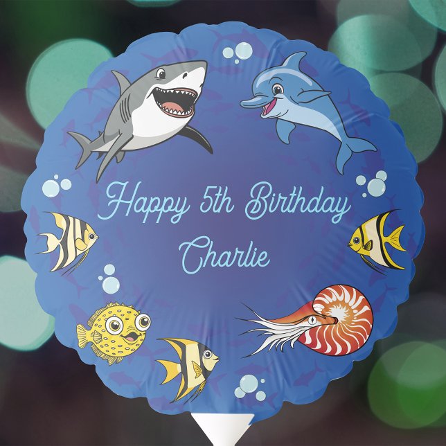 Under the Sea Cute Ocean Animals Cartoon Birthday Balloon (Creator Uploaded)