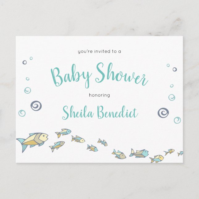 Under The Sea Cute Ocean Baby Shower Invitation Postcard (Front)