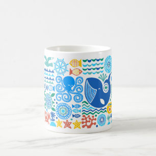 Under The Sea   Cute Ocean Whale Turtle Manta Coffee Mug