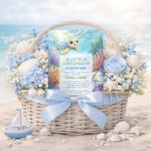 Under the Sea Cute Turtle Boy Baby Shower Invitation