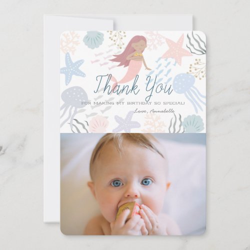 Under the Sea Dark Skin Mermaid Thank You Card