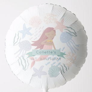 Under the Sea Dark Skin Mermaid White Birthday Balloon