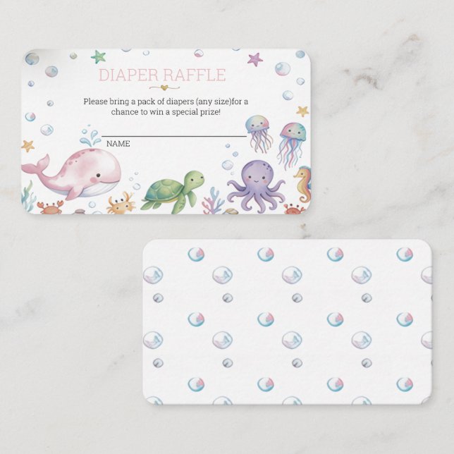 Under the Sea Diaper Raffle Enclosure Cards (Front/Back)