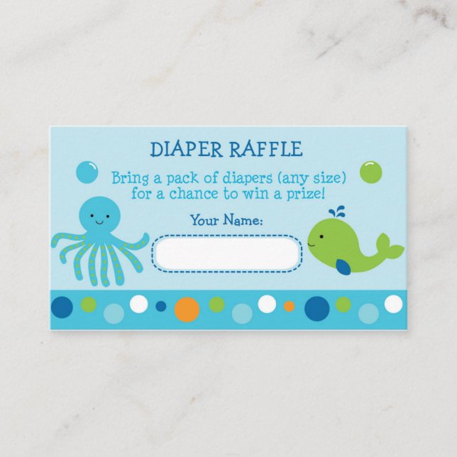 Under the Sea Diaper Raffle Tickets Enclosure Card (Front)