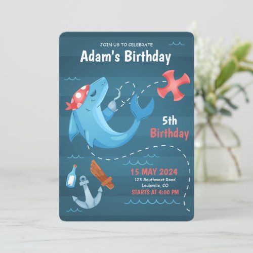 Under The Sea Dolphin Blue Ocean Birthday Invitation