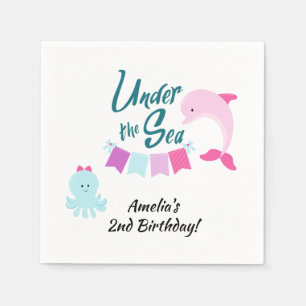 Under the Sea Dolphin Girl's Birthday Party Napkins