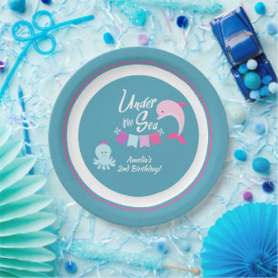Under the Sea Dolphin Girl's Birthday Party Paper Plates