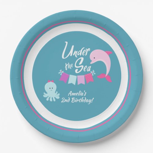 Under the Sea Dolphin  Girls Birthday Party Paper Plates