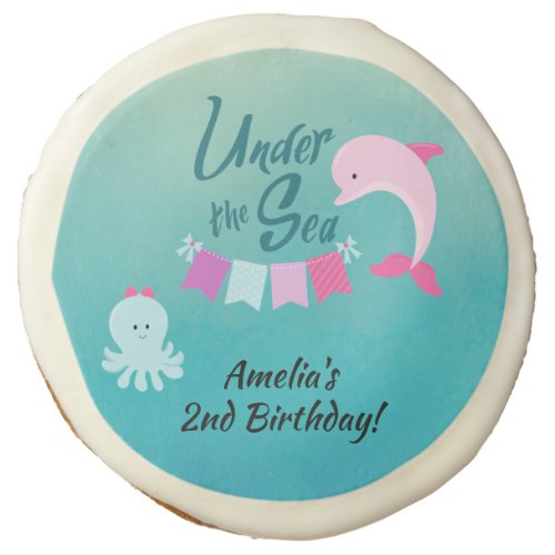 Under the Sea Dolphin  Girls Birthday Party Sugar Cookie