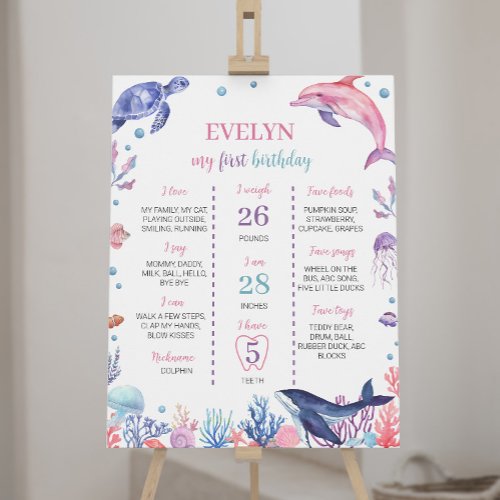 Under The Sea Dolphin Kid Birthday Milestone Sign