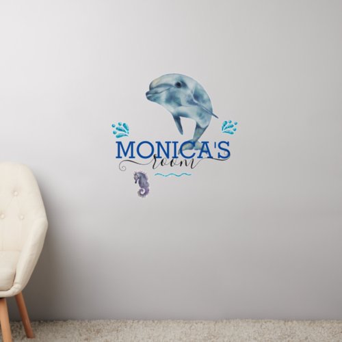 Under the Sea Dolphin Kids room Personalized  Wall Decal