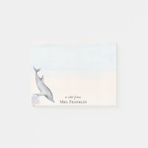 Under the Sea Dolphin Personalized 2  Post_it Notes