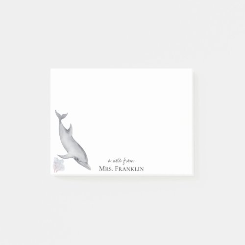 Under the Sea Dolphin Personalized Post_it Notes