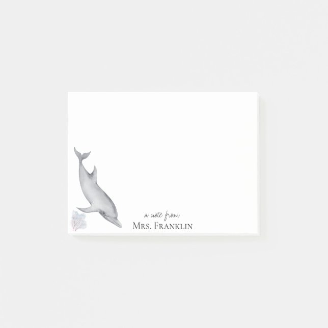 Under the Sea Dolphin Personalized Post-it Notes (Front)