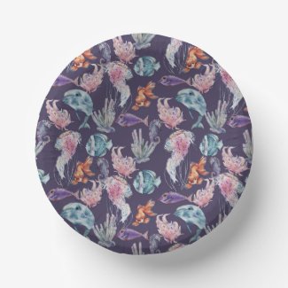 Under the Sea Dolphin Seahorses Ocean Marine Life  Paper Bowls