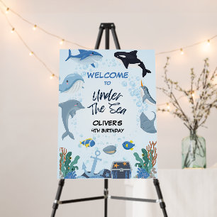 Under The Sea Dolphin Shark Whale Birthday Welcome Foam Board